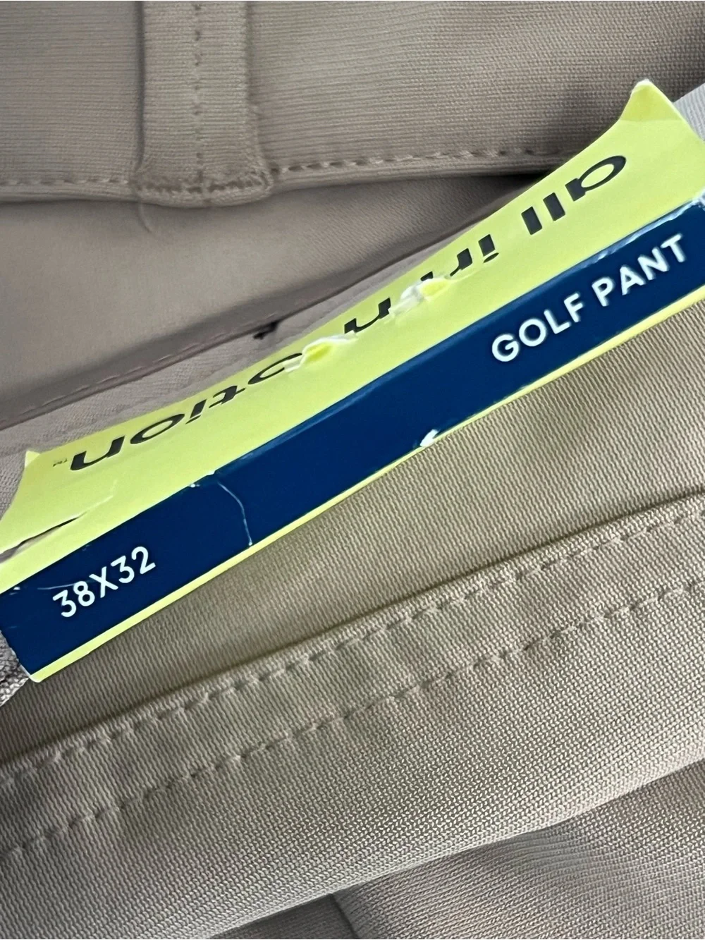 All in Motion Golf Pants 38 x 32 Tan Moisture Wicking Quick Dry Golfcore NWT